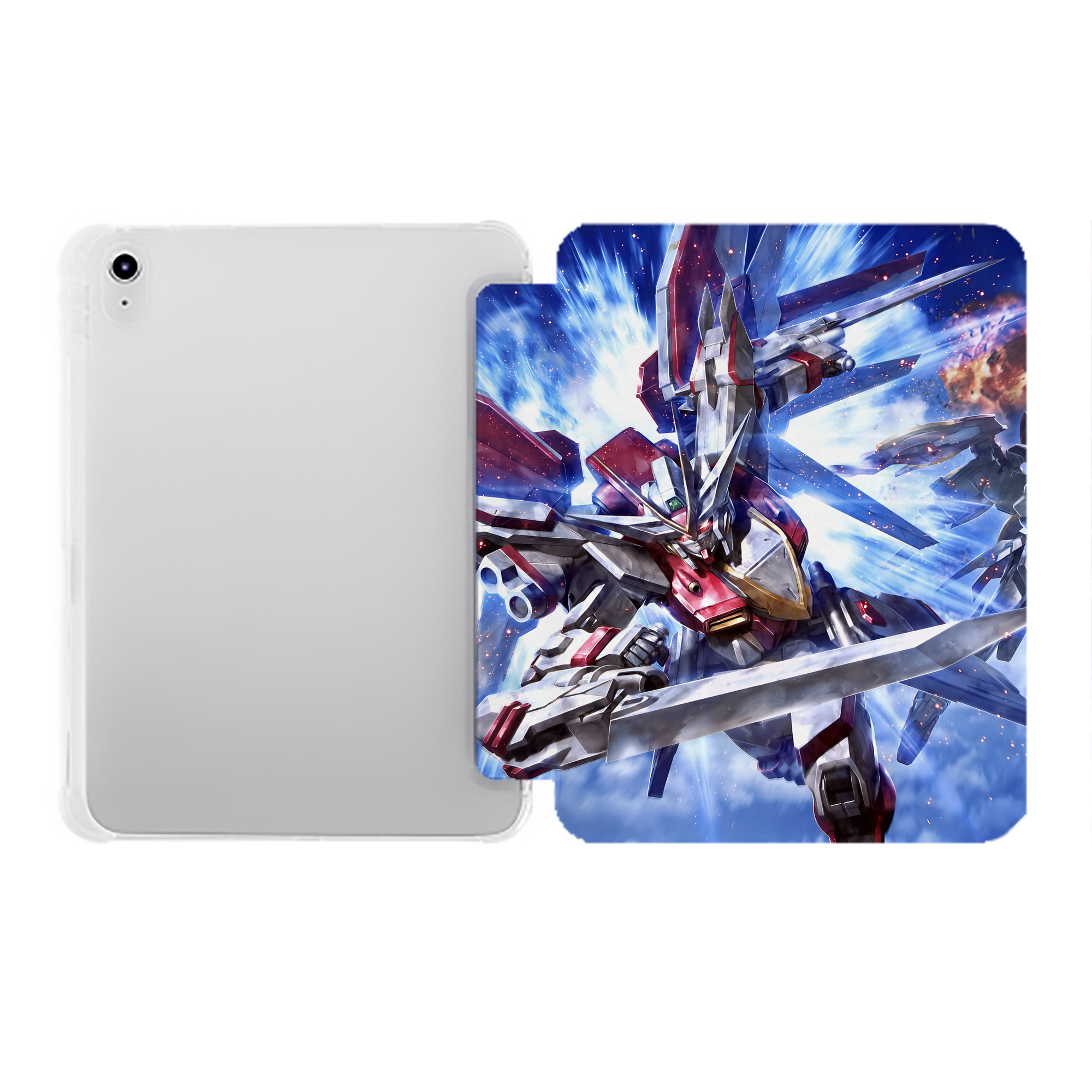 （画像用） 機動戦士ガンダム Mobile Suit Gundam IPad ケース ペン収納付き 三つ折りスタンド PUレザー×シリコン 対応機種9.5/10.5/10.9インチ